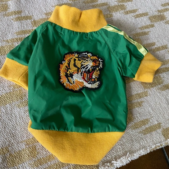 Varsity green Lion tiger wild windbreaker jacket dog coat xs small toy puppy - Picture 3 of 4